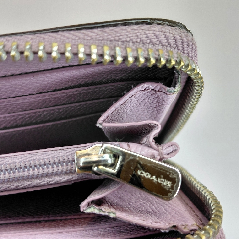 Coach Leather Purple Long Zip Around Wallet - Picture 6 of 13